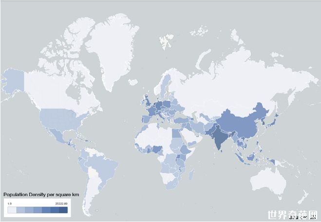 全球人口密度图