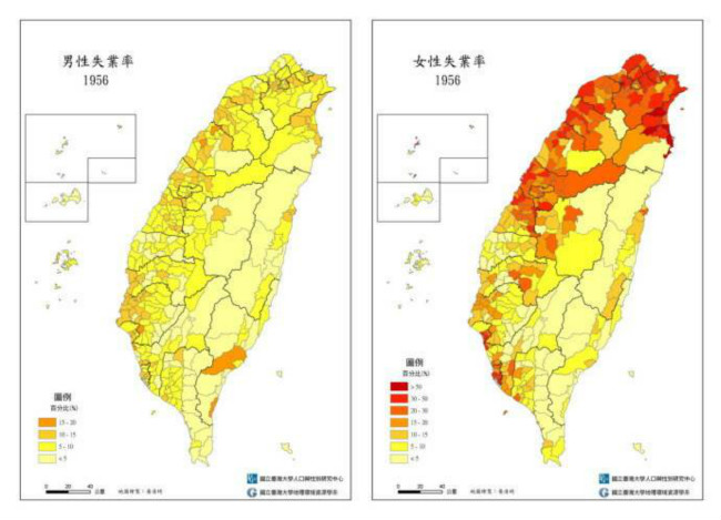 中国台湾男女人口分布图