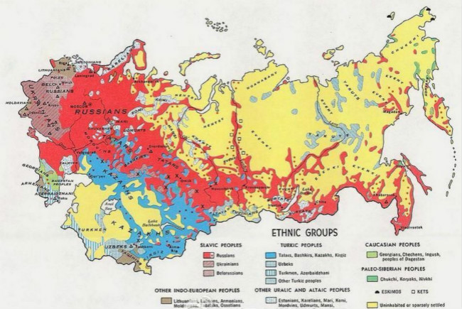 俄罗斯人口分布图